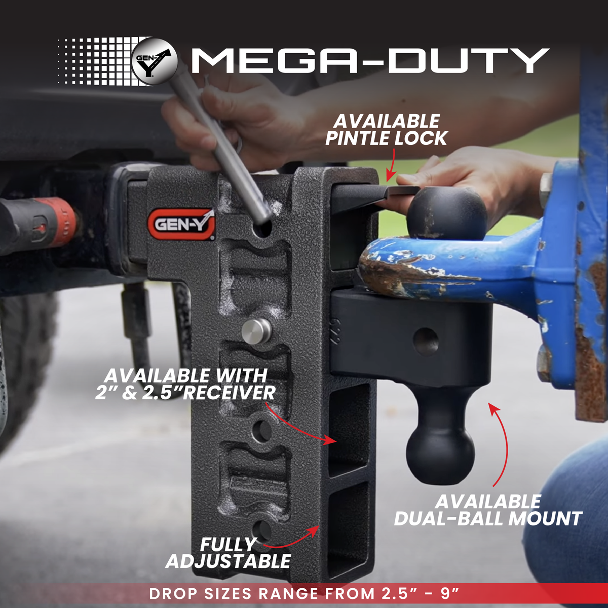 Gen-Y Hitch MEGA-DUTY 32K Bolt-On Adjustable Hitch (2 ½" Receiver) - image 5