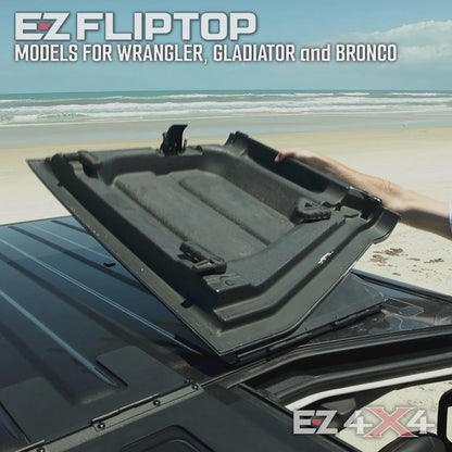 EZ4X4 EZ FlipTop for Jeep JLU 2018 & Up 4-Door – Freedom Panel Storage Solution – No-Drill, Black, Lifetime Guarantee