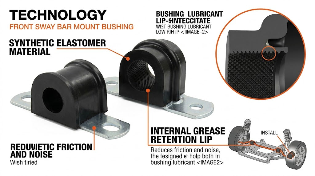 Whiteline Front Sway Bar Mount Bushing - Synthetic Elastomer, Grease Retention Lip