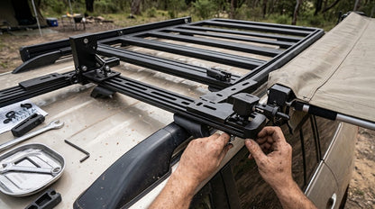 RacksBrax XD Side Twist Bracket Long Double Universal Vehicle Awning Mount Low Profile XD Hitch Compatible