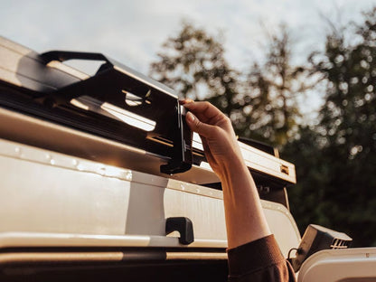 Front Runner Under Rack Table Kit for Roof Rack – Black Aluminum & Steel, 1130(L) x 750(W), Includes Table, Brackets & Latch, Heavy-Duty Design (1PC)