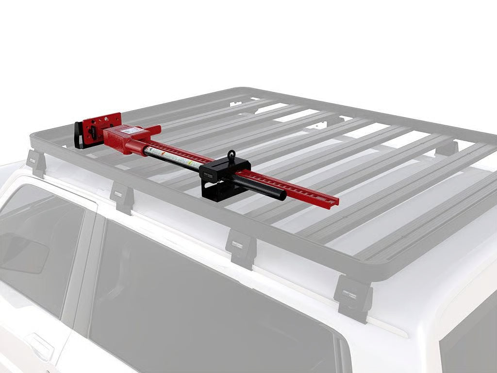 Front Runner Hi-Lift Jack Bracket / Top Mount for Roof Rack – Black Steel, Weather-Resistant, Fits All Hi-Lift Jack Sizes (1 Set)
