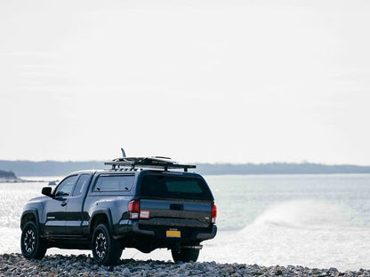 Front Runner Slimline II Rack Kit for Truck Canopy or Trailer – Fits OEM Tracks, Tall Design, 1425(W) x 1156(L), Black Aluminum