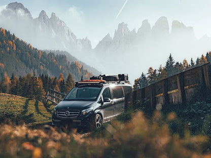 Front Runner Slimline II Roof Rack Kit for Van – Fits 2014–Current Mercedes-Benz V-Class L3 / Metris 135” WB – Black Aluminum, 2772(L) x 1425(W), Full-Size (1PC)