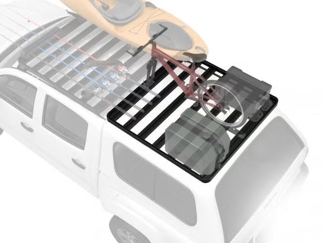 Front Runner Slimline II Rack Kit for Truck Canopy or Trailer – Fits OEM Tracks, Tall, 1475(W) x 1358(L), Black Aluminum