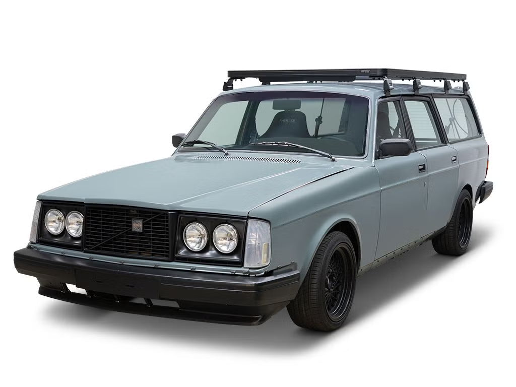 Front Runner Slimline II Roof Rack Kit for Wagon – Fits 1974–1993 Volvo 200 Series 4-Door – Black Aluminum, Full-Size, No-Drill Install (1PC)