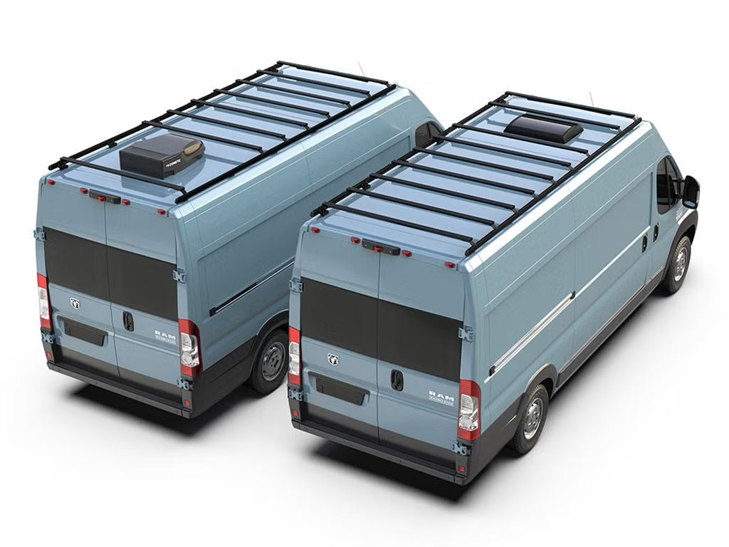 Front Runner Slimpro Roof Rack Kit for Van – Fits 2014-Current RAM ProMaster 3500 (159” WB / EXT High Roof) – Black Aluminum, Adjustable Mount (1PC)