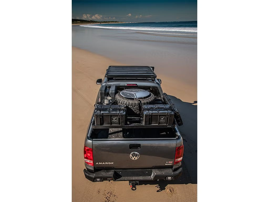 Front Runner Slimline II Load Bed Rack Kit for Truck – Fits 2007-Current Toyota Tundra CrewMax 6.5’ Bed – Black Aluminum, Full-Size Cargo Rack (1PC)
