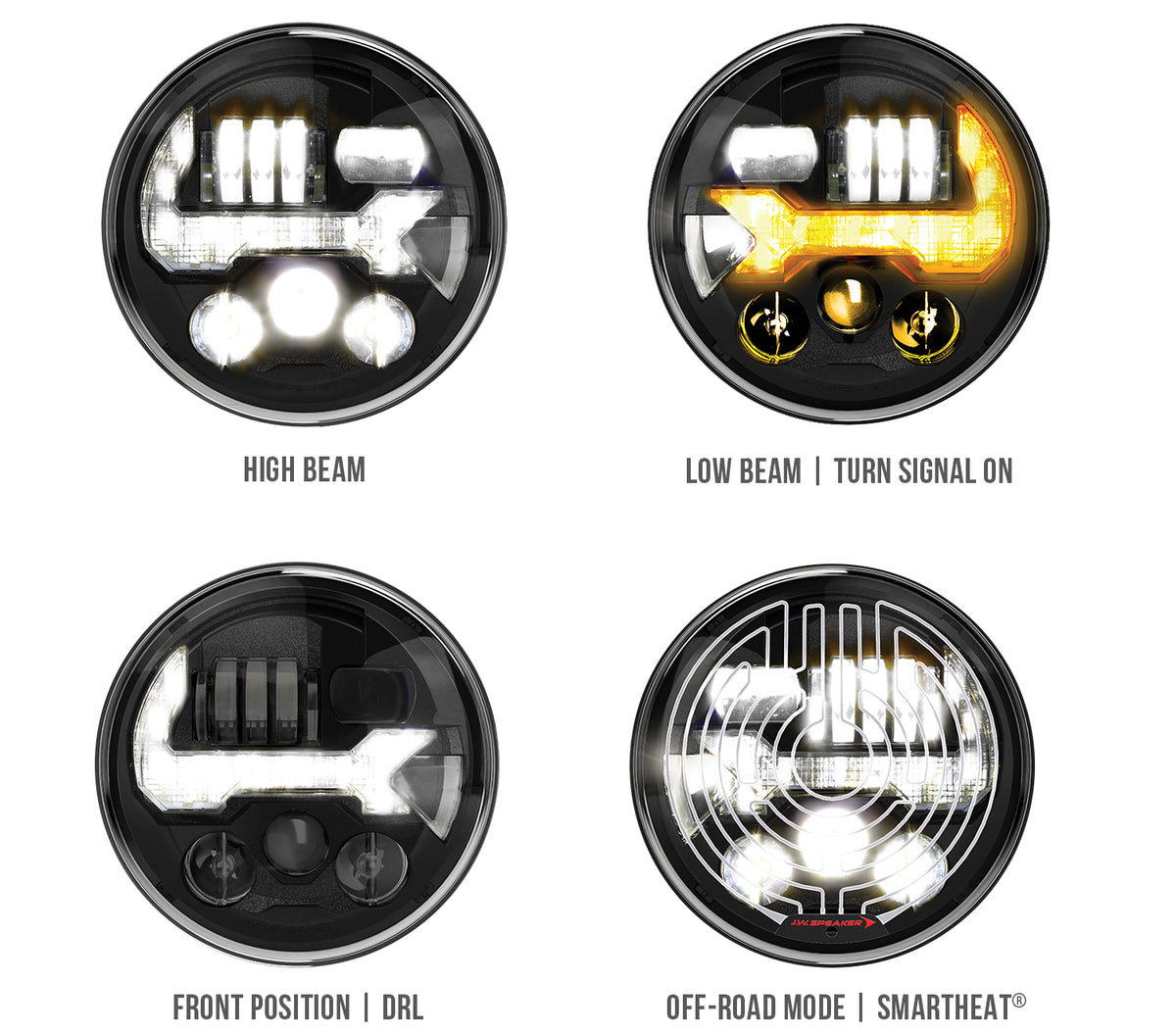 J.W. Speaker EVO J3 Heated LED Headlights Graphite – Fits 2007-18 Jeep Wrangler JK - image 2
