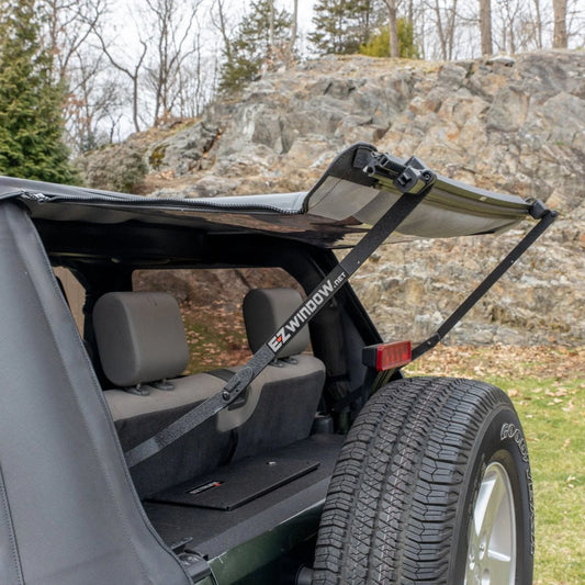 EZ4X4 EZWindow Slanted for Jeep JLU 4-Door – Fits 2018–2025 – Soft-Top Rear Window, Pull-to-Open, Easy Install