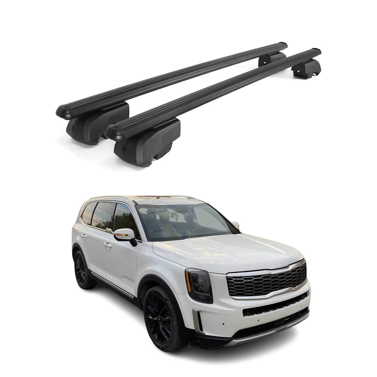 OMAC USA Roof Rack Cross Bars for Car – Fits 2020-2025 Kia Telluride (Excludes Models Without OEM Fixed Points) – Aluminium Black (2 Pcs)