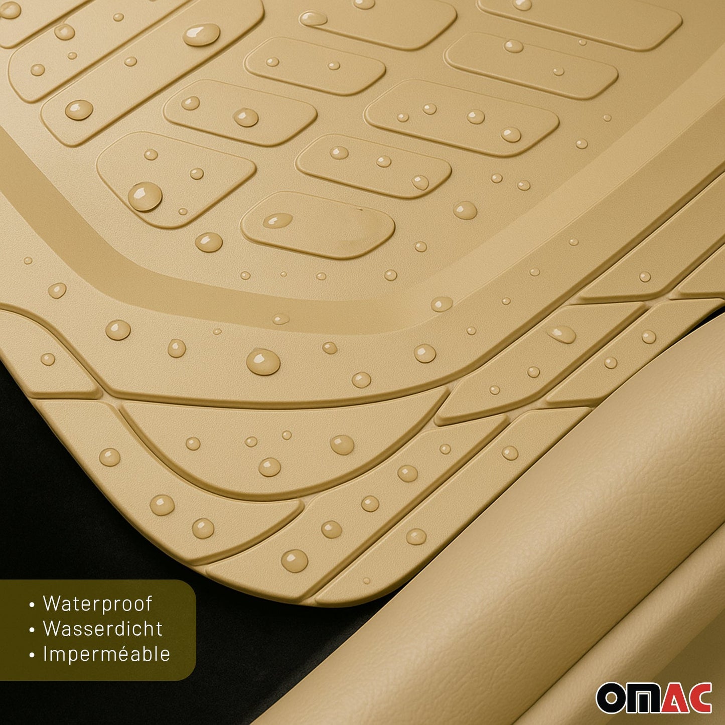 OMAC USA Heavy Duty Trim to Fit Floor Mats Liner Waterproof 3D All-Weather for Car/SUV – Tan (4 Pcs)