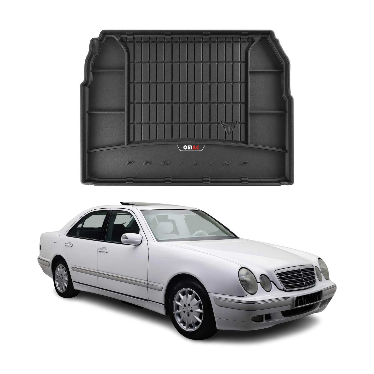 OMAC USA Premium Cargo Liner Trunk Rubber Mat for Car – Fits with 1996-2002 Mercedes E-Class W210 – All Weather Heavy Duty, Black (1PC)