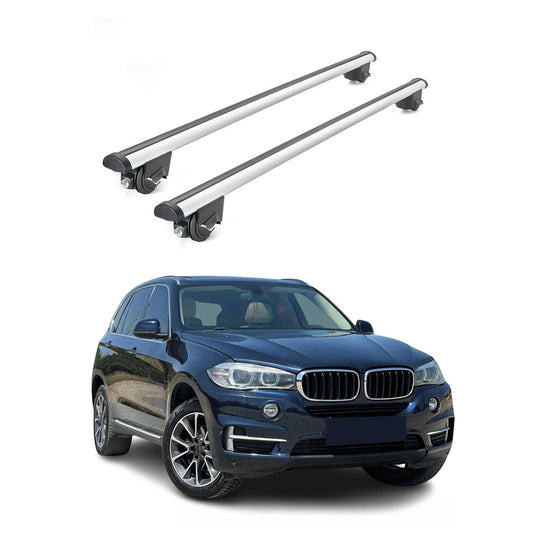 OMAC USA Roof Rack Cross Bars for Car – Fits 2014-2018 BMW X5 F15 (Excludes Models Without OEM Fixed Points) – Aluminium Silver (2 Pcs)
