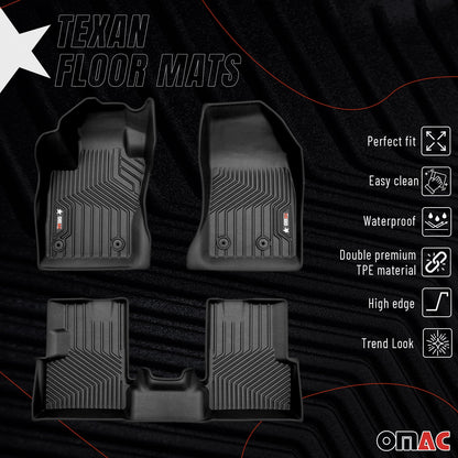 OMAC USA Premium Floor Mats for SUV – First & Second Row – fits with 2015–2023 Jeep Renegade – Black (3 Pcs)