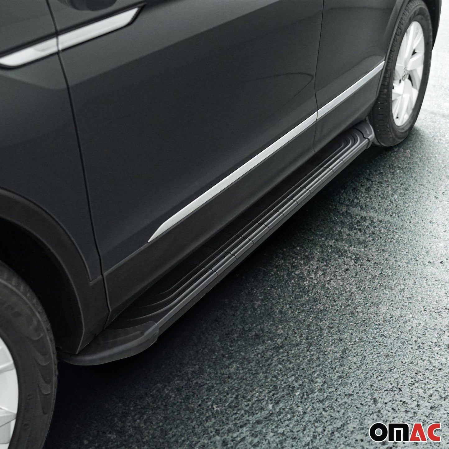 Omac USA Aluminum Running Boards, Side Steps for SUV – Fits with 2009-2020 Dodge Journey – Black (2 Pcs)
