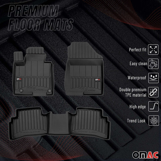 OMAC USA Premium Floor Mats Liners for SUVs – Fits 2022-2025 Hyundai Tucson (Excludes Hybrid/PHEV, Black, 4 Pcs, All Weather)
