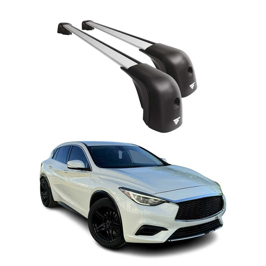 Omac USA Roof Rack Cross Bars Luggage Carrier for SUV – Fits with 2017-2019 Infiniti QX30 (2 Pcs, Silver, Aluminum, Lockable)