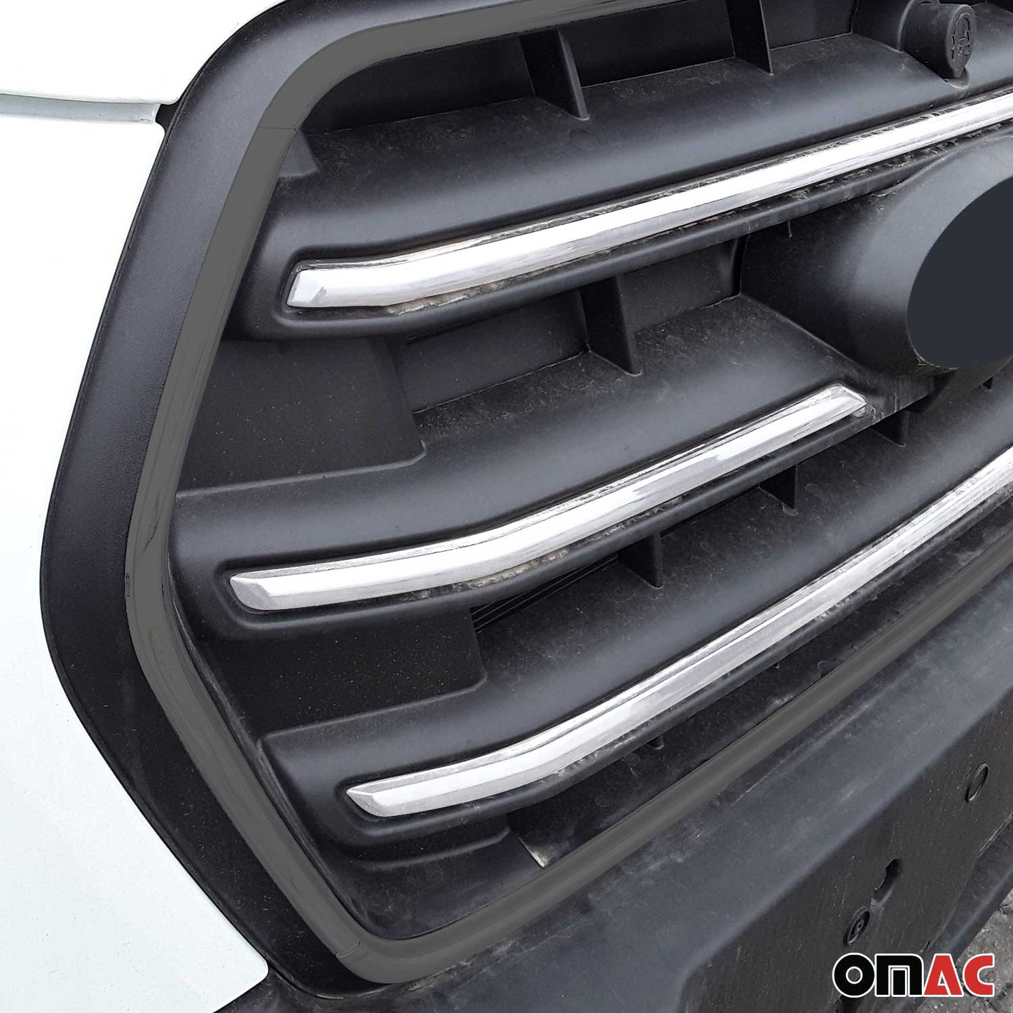 OMAC USA Front Bumper Grill Trim Molding for Van – Fits 2021-2025 Ford Transit – Stainless Steel Chrome Mirror Finish, Silver (4 Pcs)