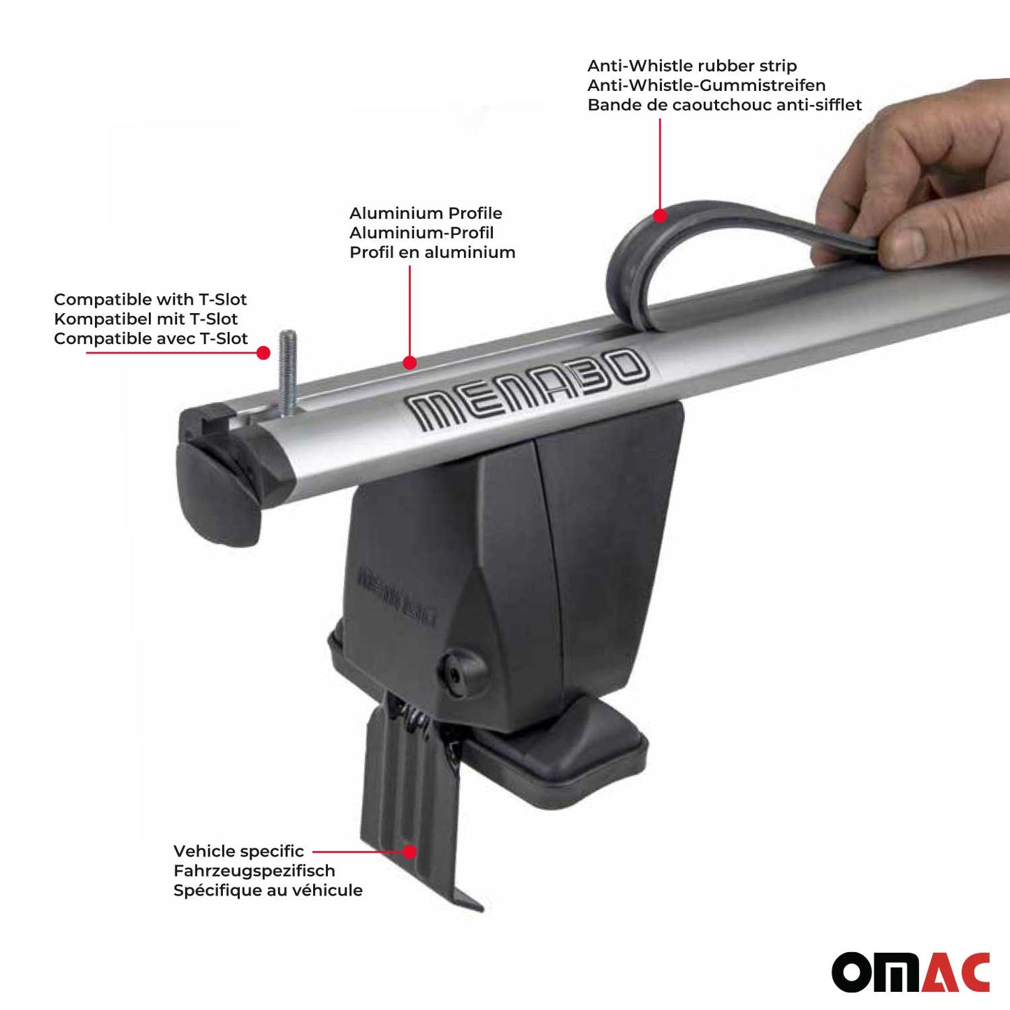 Omac USA Roof Rack Cross Bars Luggage Carrier for Cars – Fits with 2006-2009 BMW 5 Series E61 (2 Pcs, Silver, Aluminum)