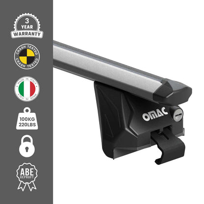 OMAC USA Roof Rack Cross Bars 47" Luggage Carrier for Flush Roof Rails – Aluminium Silver (2 Pcs)