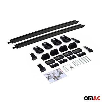 OMAC USA Roof Rack Cross Bars Luggage Carrier for Car – Fits with 2020-2022 Kia Soul (Excludes Panoramic Roof) – Aluminium Black (2 Pcs)