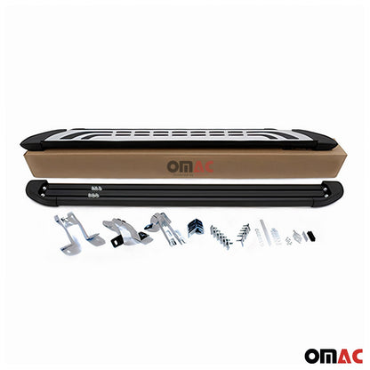 Omac USA Aluminum Running Boards, Side Steps for SUV – Fits with 2008-2015 Land Rover LR2 – Silver & Black (2 Pcs)