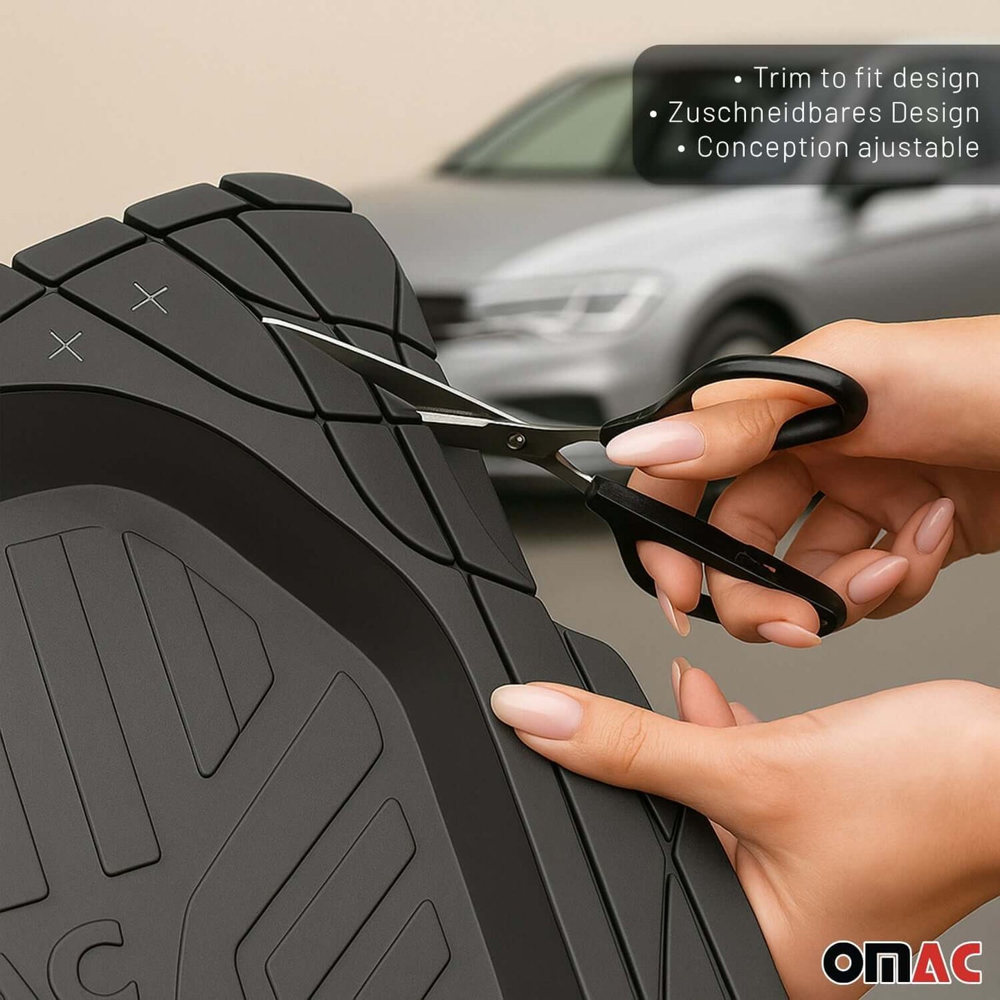 OMAC USA Semi-Custom Fit Floor Mats & Cargo Liner Rubber Set for Car – Fits with 2019-2021 Honda Civic Type R – All Weather, Black (5PC)