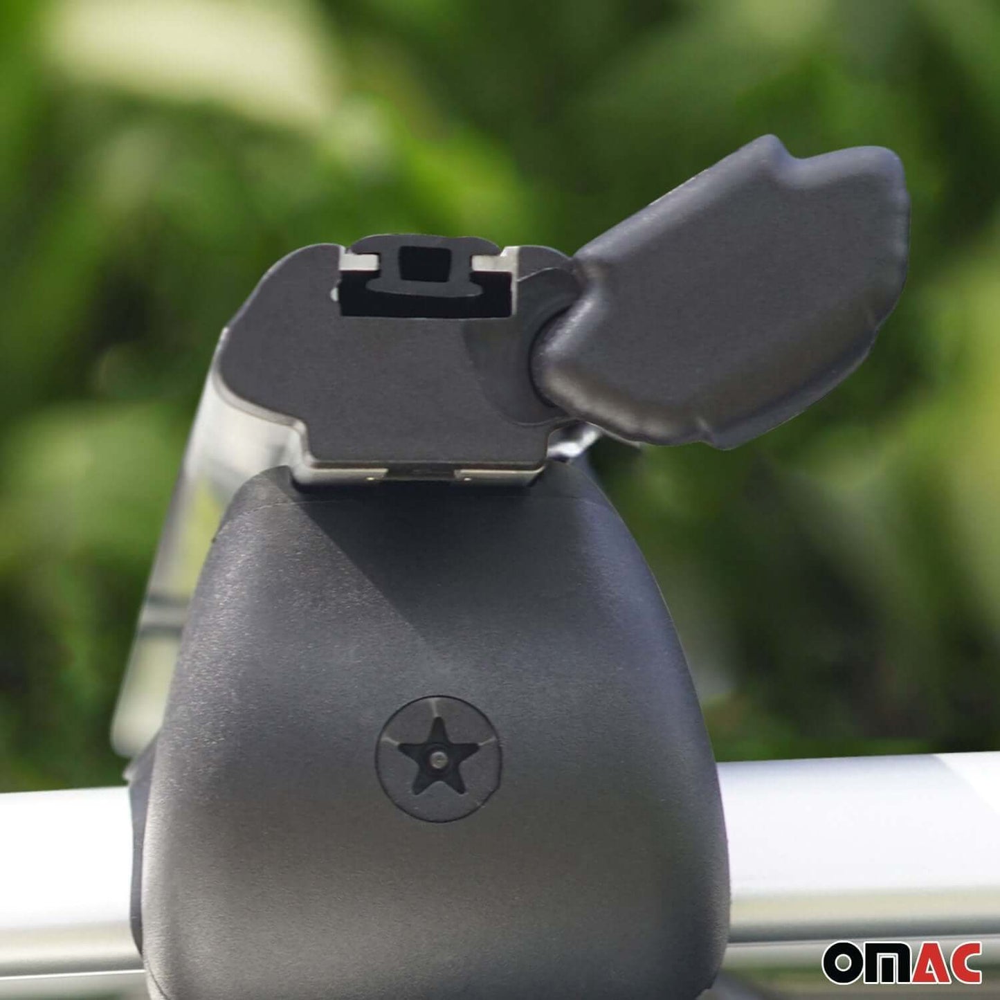 VW Tiguan roof rack cross bars mounting clip detail for OMAC USA roof rack system.