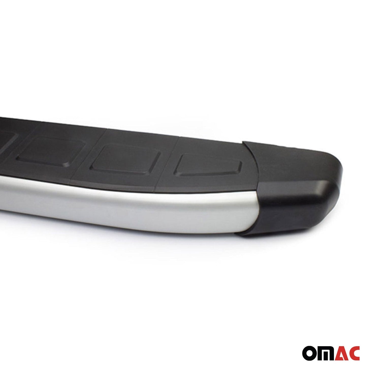 Omac USA Aluminum Running Boards, Side Steps for SUV – Fits with 2007-2012 Dodge Nitro – Silver & Black (2 Pcs)