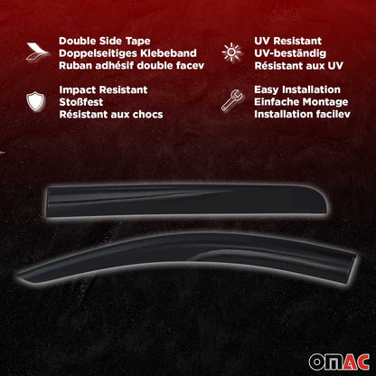 OMAC USA Window Visor Vent Rain Deflectors for Van – Fits 2006-2018 Mercedes Sprinter W906 – Smoke Black Acrylic (2 Pcs)