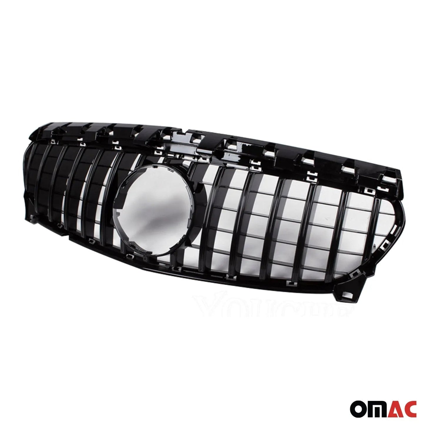 OMAC USA GT R Style Front Bumper Grille for Cars – Fits 2019–2022 Mercedes A-Class W177 Hatchback (Glossy Black, 1Pc)