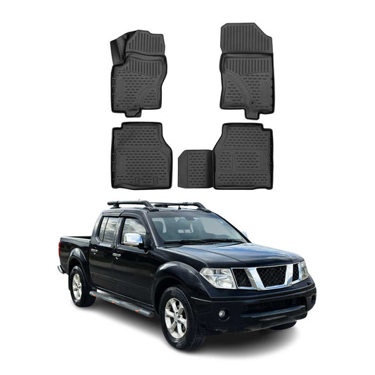 OMAC USA Floor Mats Liners Full Set All Weather for Truck – Fits with 2005-2021 Nissan Frontier King Cab – Black (4 Pcs)