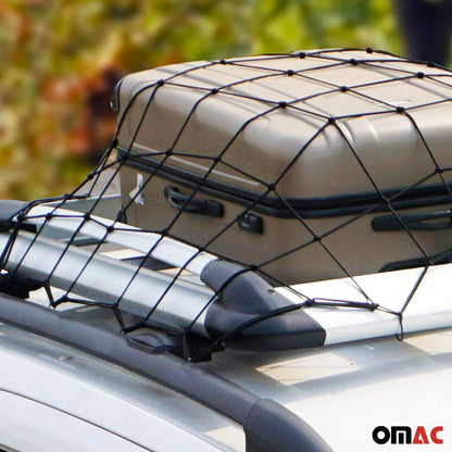 OMAC USA Floor Style Trunk Cargo Net Mesh Storage Organizer – Fits with Car / SUV / Truck – 27" x 35", Black (1PC)