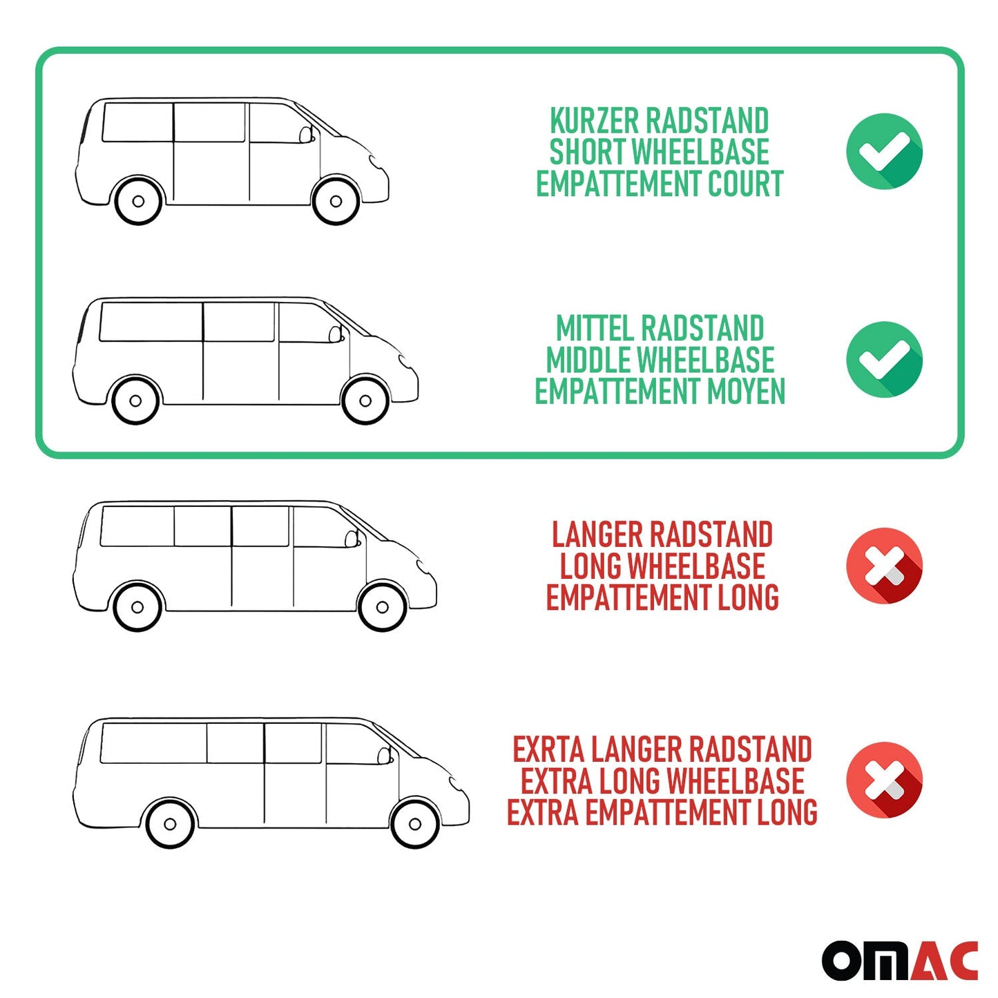 Omac USA Aluminum Running Boards, Side Steps for Van – Fits with 2003-2014 Mercedes Vito W639 L1 / L2 – Silver & Black (2 Pcs)