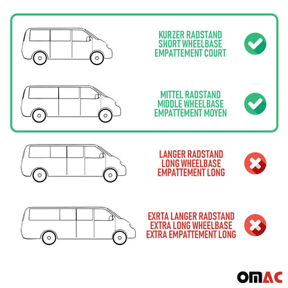 Omac USA Aluminum Running Boards, Side Steps for Van – Fits with 2003-2014 Mercedes Vito W639 L1 / L2 – Silver & Black (2 Pcs)