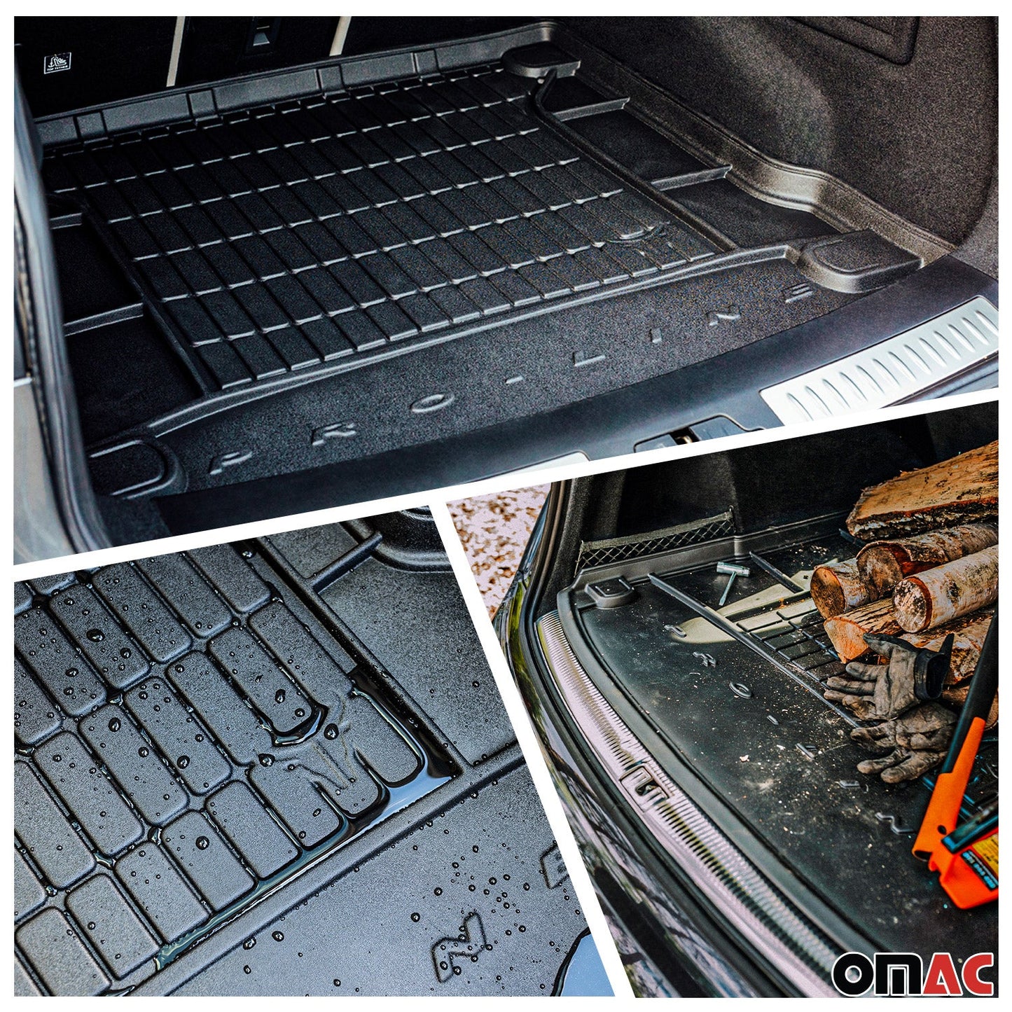 OMAC USA Premium Floor Mats & Cargo Liner Full Set Rubber for Car – Fits with 2021-2025 BMW 3 Series G20 / M3 G80 – All Weather Heavy Duty, Black (5 Pcs)