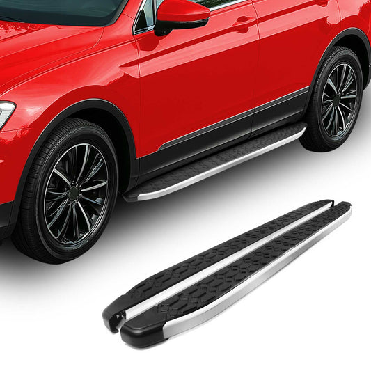 Omac USA Aluminum Running Boards, Side Steps for Van – Fits with 2010-2013 Ford Transit Connect L1 SWB – Silver & Black (2 Pcs)