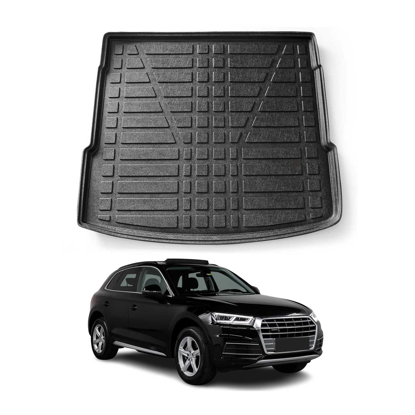 OMAC USA Cargo Liner Trunk Rubber Mat for SUV – Fits with 2018-2025 Audi Q5 / Q5 PHEV / SQ5 – All Weather, Black (1PC)