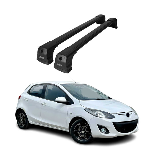 OMAC USA Roof Rack Cross Bars for Car – Fits 2011-2014 Mazda 2 Sport (Excludes Models Without OEM Fixed Points) – Aluminium Black (2 Pcs)