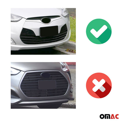 OMAC USA Front Bumper Grill Trim for Hyundai Veloster 2012-2017 (Non-Turbo) – Stainless Steel Chrome Mirror Finish, 3 Pcs