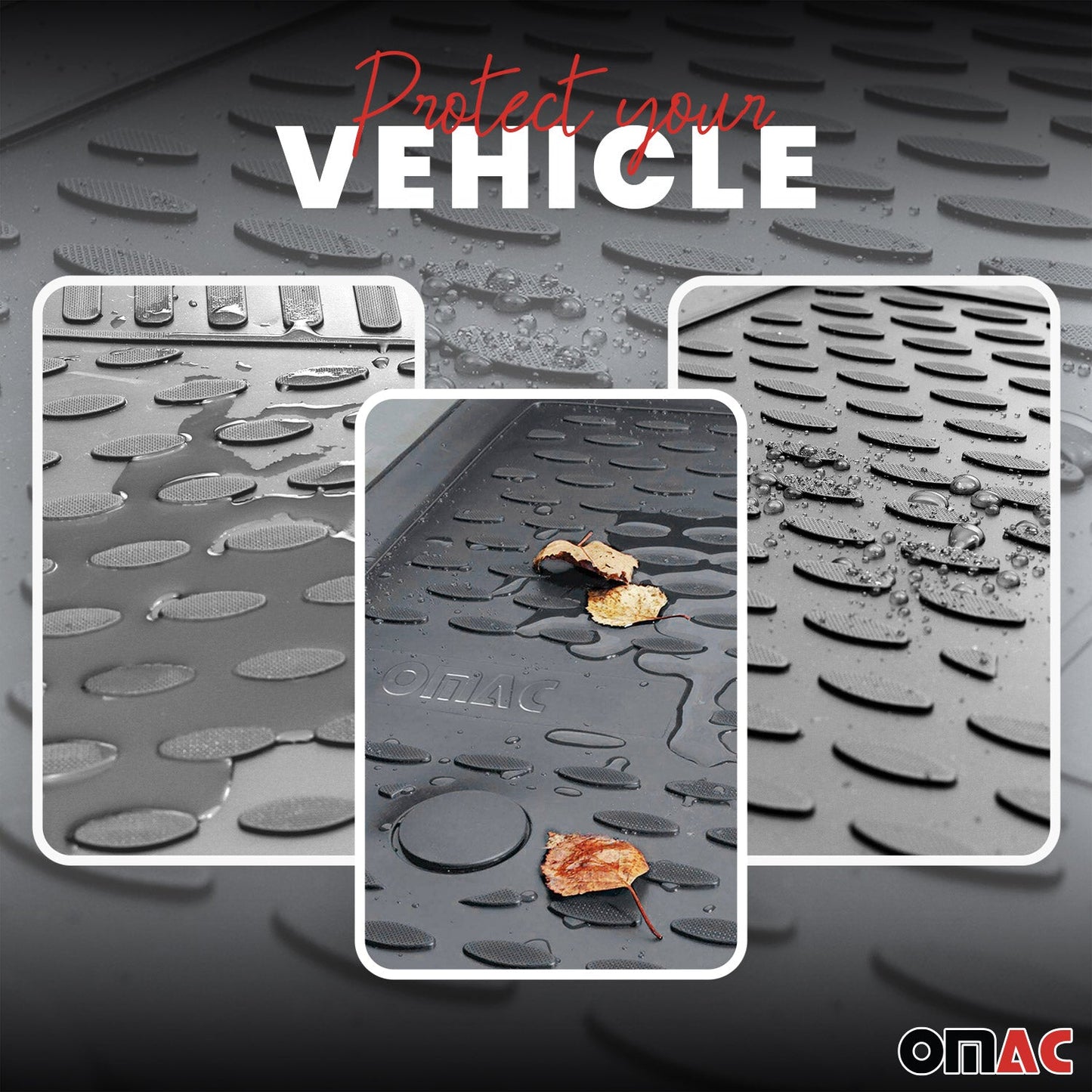 OMAC USA Floor Mats Liners Full Set All Weather Gray for Minivan – Fits with 2004-2010 Toyota Sienna (4 Pcs)