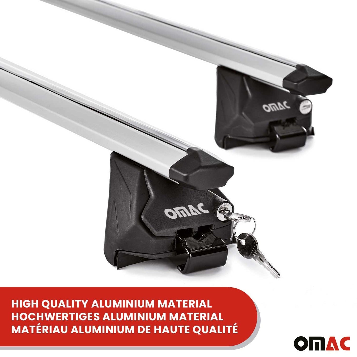 OMAC USA Roof Rack Cross Bars 47" Luggage Carrier for Flush Roof Rails – Aluminium Silver (2 Pcs)