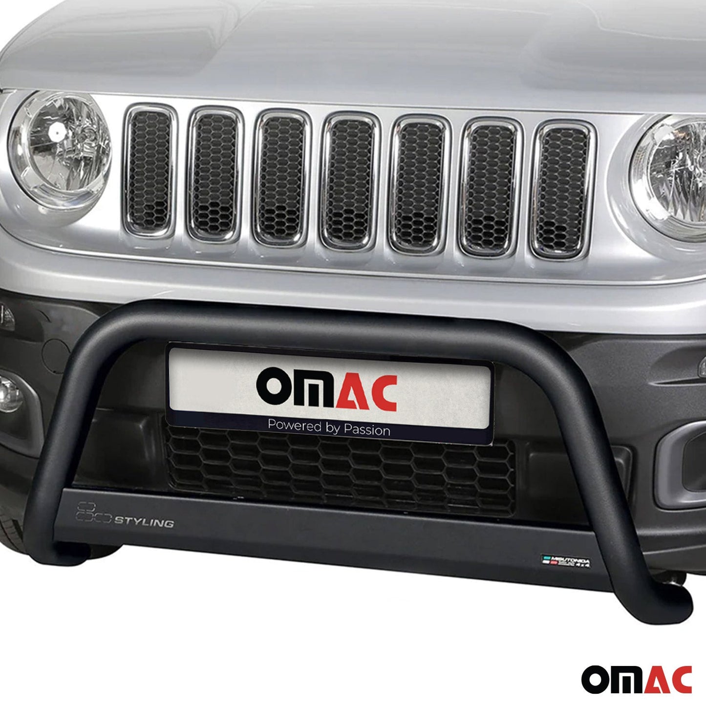 OMAC USA Front Bull Bar for Jeep Renegade – Fits 2015–2018 – Push Front Bumper Grille, Black Stainless Steel, 1-Pc