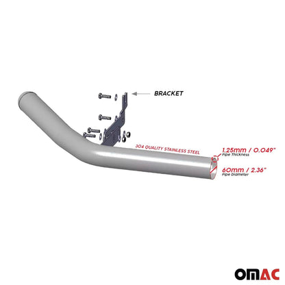 OMAC USA Bull Bar Push Front Bumper Grille for Cars – Fits 2014–2016 Nissan Rogue 60mm (Stainless Steel, Chrome)