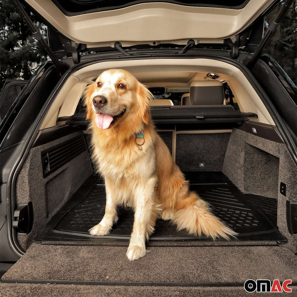 OMAC USA Premium Cargo Liner for SUV – Fits Kia Sportage – Semi-Custom Fit All Weather Rubber Trunk Mat, Black (1 Pc)