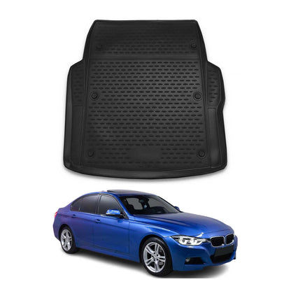 OMAC USA Cargo Liner Trunk Rubber Mat for Car – Fits with 2012-2019 BMW 3 Series F30 / M3 F80 – All Weather, Black (1PC)