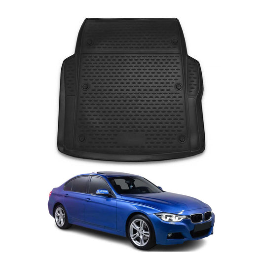 OMAC USA Cargo Liner Trunk Rubber Mat for Car – Fits with 2012-2019 BMW 3 Series F30 / M3 F80 – All Weather, Black (1PC)