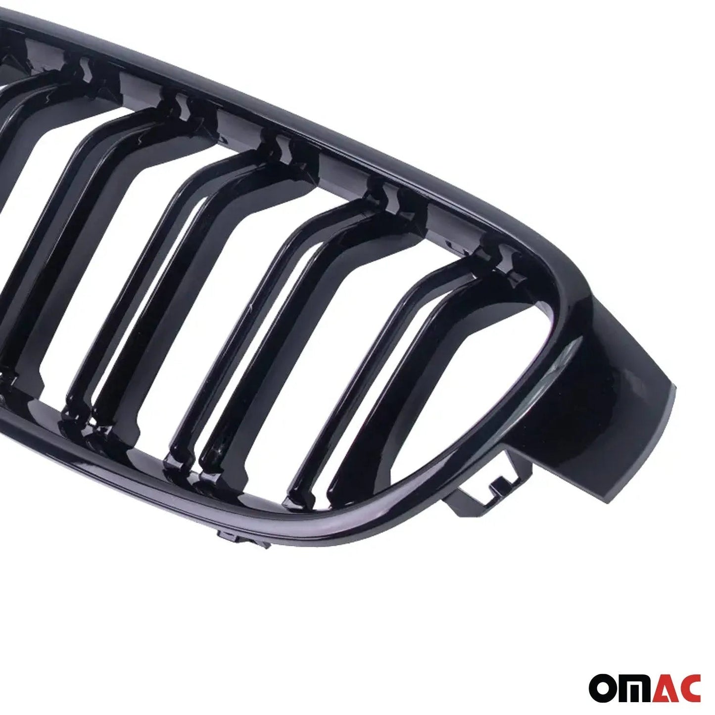OMAC USA M-Tech Front Kidney Grille – Fits 2012-2019 BMW 3 Series F30 F31 – Gloss Black Single Slat (2 Pcs)