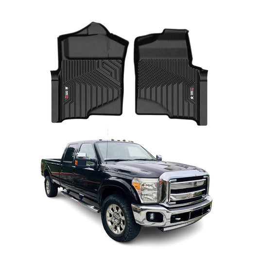 OMAC USA Premium Floor Mats Liners for Truck – Fits 2010–2014 Ford F-150 – Front Row All Weather Heavy Duty Black (2 Pcs)